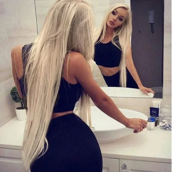 - ?Fiona  22” Light BLONDE  LACE FRONT Wig NEW 22 Inch Blonde Lace Front Wig Human Hair Bone Straight Human  main image 2